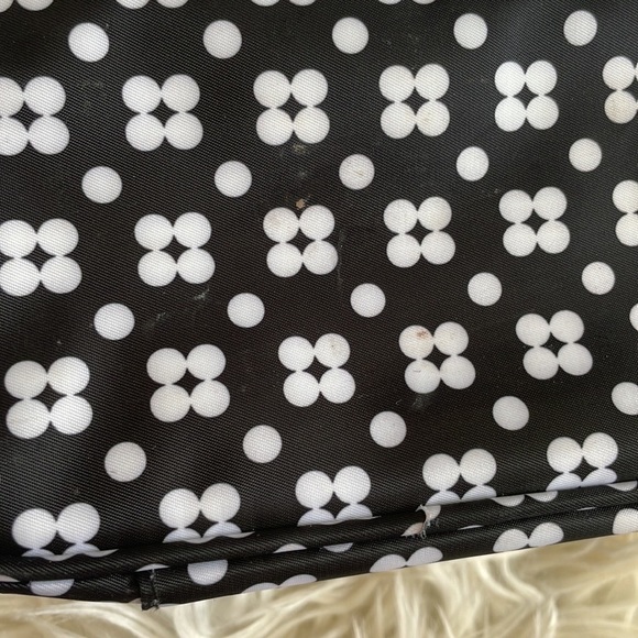 Modella black white flowers print floral handle make up cosmetic bag travel bag - Picture 10 of 16